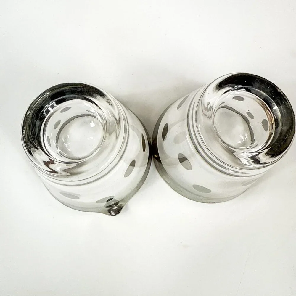 Vintage Dorothy Thorpe Silver Polka Dot Sugar & Creamer Set
